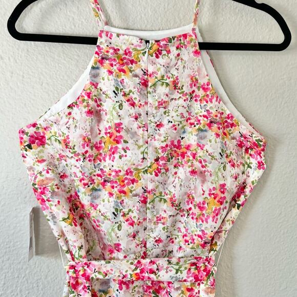 New Alexia Admor Monica Floral Print Belted Halter Maxi Dress Size Medium - Picture 8 of 12